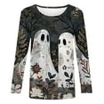thumbnail image 4 of Halloween Sweatshirts for Women Pumpkin Printed Casual Fall Loose Round Neck Long Sleeved Tops, 4 of 5