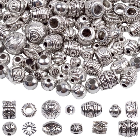 100g (About 130-180pcs) Antique Silver Round Small Beads Jewelry Bead Charm Spacers for Jewelry Making Bracelets Necklace