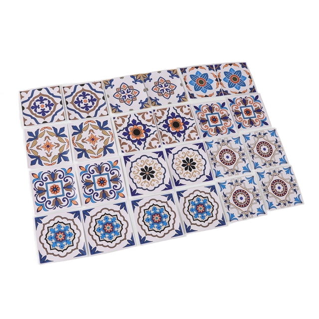 24Pcs Kitchen Backsplash Tile Sticker Waterproof PVC Oil Proof 15x15cm Home Decoration
