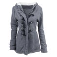thumbnail image 3 of IROINNID Fleece Jacket for Women Winter Thermal Plush Warm Button Thicken Jacket Long Sleeve Hooded Outwear Coat with Pocket,Dark Gray, 3 of 7