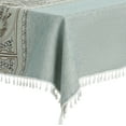 thumbnail image 4 of REGALWOVEN Rustic Tablecloth Cotton Linen Waterproof Table Cover with Tassels Garden Green 55"x87", 4 of 5