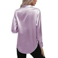 thumbnail image 4 of MAWCLOS Blouse pour Femmes Chemises Boutonnées Tunique à Col Hauts Décontractés Chemise à Manches Longues Violette TG, 4 of 5