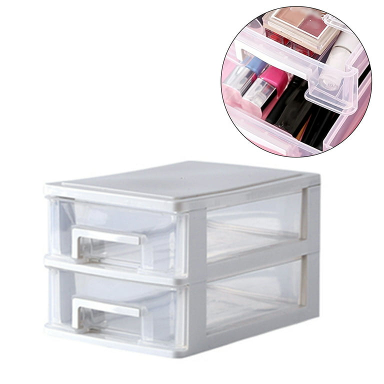 Two-layer Storage Cabinet Plastic Drawer Type Storage Box Portable  Multifunctional Dustproof Storage Case Desktop Organi