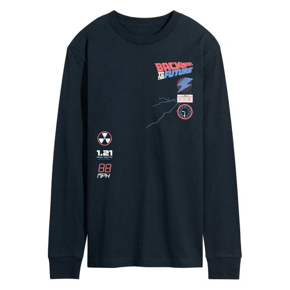 Back To The Future - License Plate And Icon - Men's Long Sleeve Graphic T-Shirt