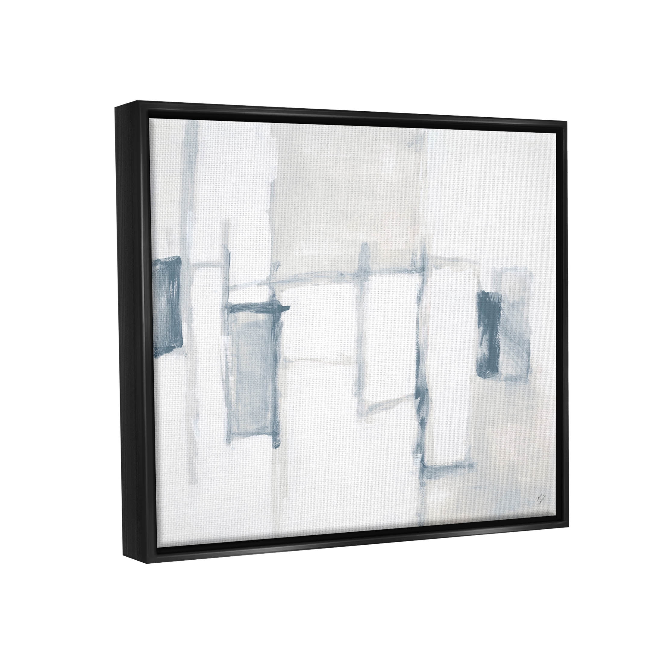 Stupell Industries Soft Modern Geometric Arrangement Painting Jet Black Floating Framed Canvas Print Wall Art, Design by Lanie Loreth