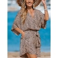 thumbnail image 5 of Cupshe Women's Lace Up Leopard Print Romper Short Sleeves Jumpsuits Wide leg Outfit, 5 of 6