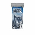 thumbnail image 2 of Ambesonne Nature Fitted Sheet & Pillow Sham Set, Picturesque Mont Blanc, Queen, White Blue, 2 of 3