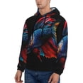 thumbnail image 3 of Honeii Colorful Betta Fish Pattern Mens Hoodies Men's Loose Sleeve Sweatshirt,Pullover Hooded Sweatshirt for Men,Essentials Hoodie-Large, 3 of 7