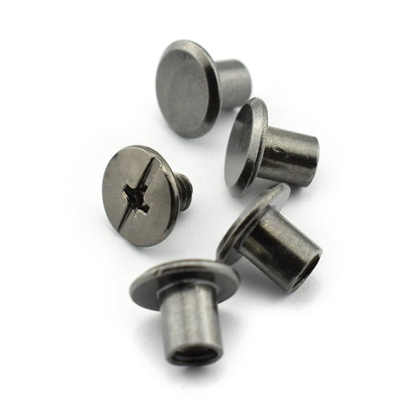 LQ Industrial 120pcs Chicago Screw Slotted Philip Head Binding Screws Rivet Book Binding DIY Leather Craft Assembly Bolt 5x6mm Black