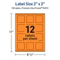 thumbnail image 6 of Avery Printable Square Labels, Bright Orange, 2" x 2", 120ct, 6 of 11