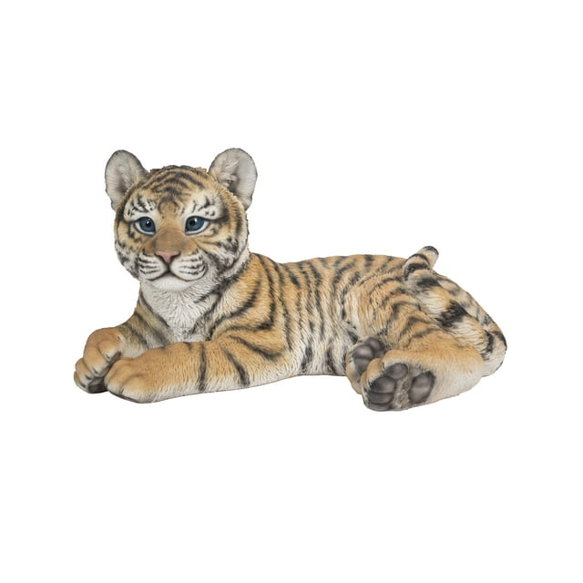 Garden Decor Animal Statue Baby Yellow Tiger Cub Laying Down Statue