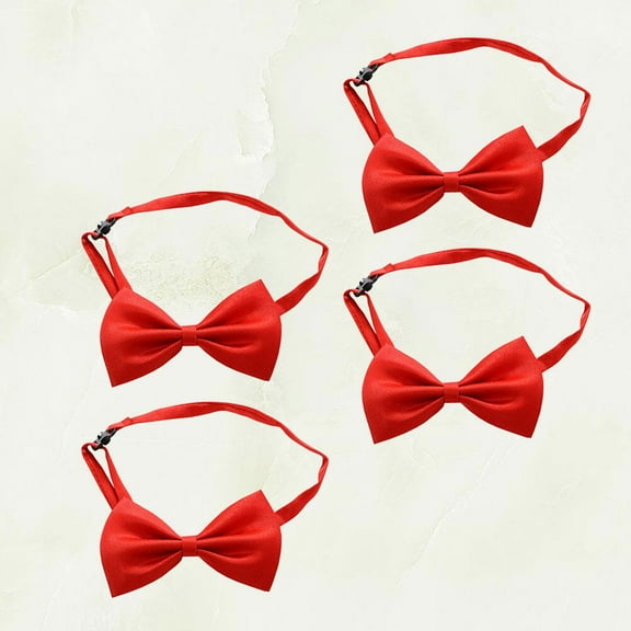 Soimiss 4 Pcs Self Tied Bow Ties Solid Color Graduation Accessory in Red Polyester Yarn