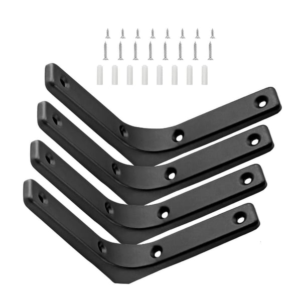 Yammee 4 Pack L Shape Wall Shelf Brackets with Mounting Hardware for Secure Mounting
