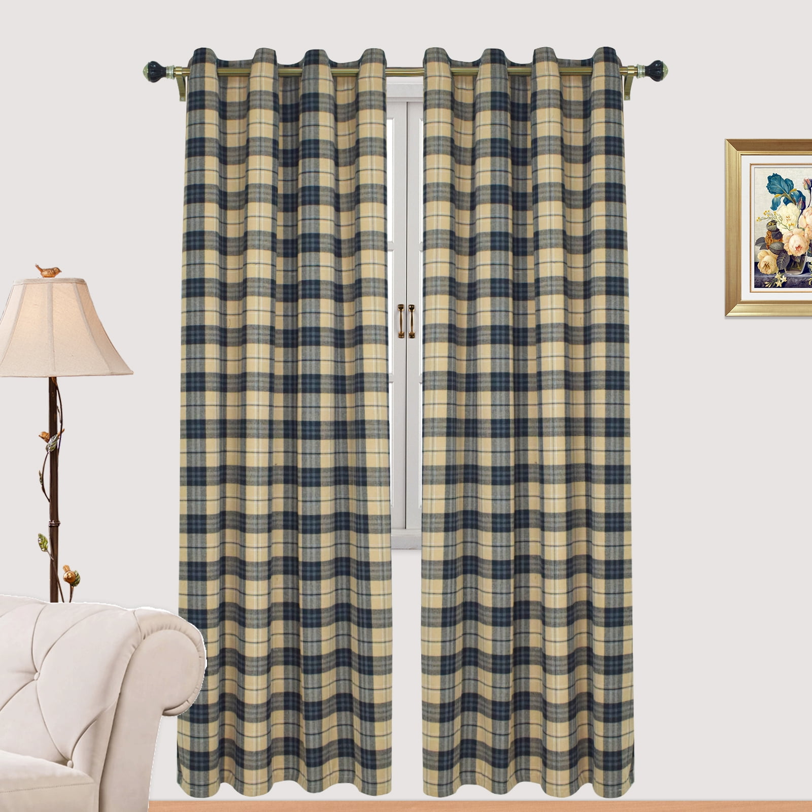 Dwelke Red Plaid Curtains 2 Panel Sets, Christmas Decorations Buffalo