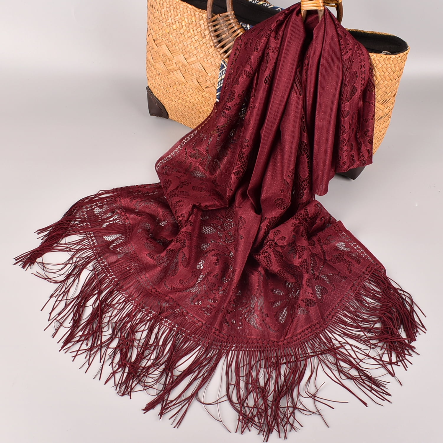 burgundy lace shawl