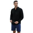 thumbnail image 3 of Men's Cotton Linen Sets 2 Piece Long Sleeve beach outfits Button Down Shirts and Shorts, 3 of 5