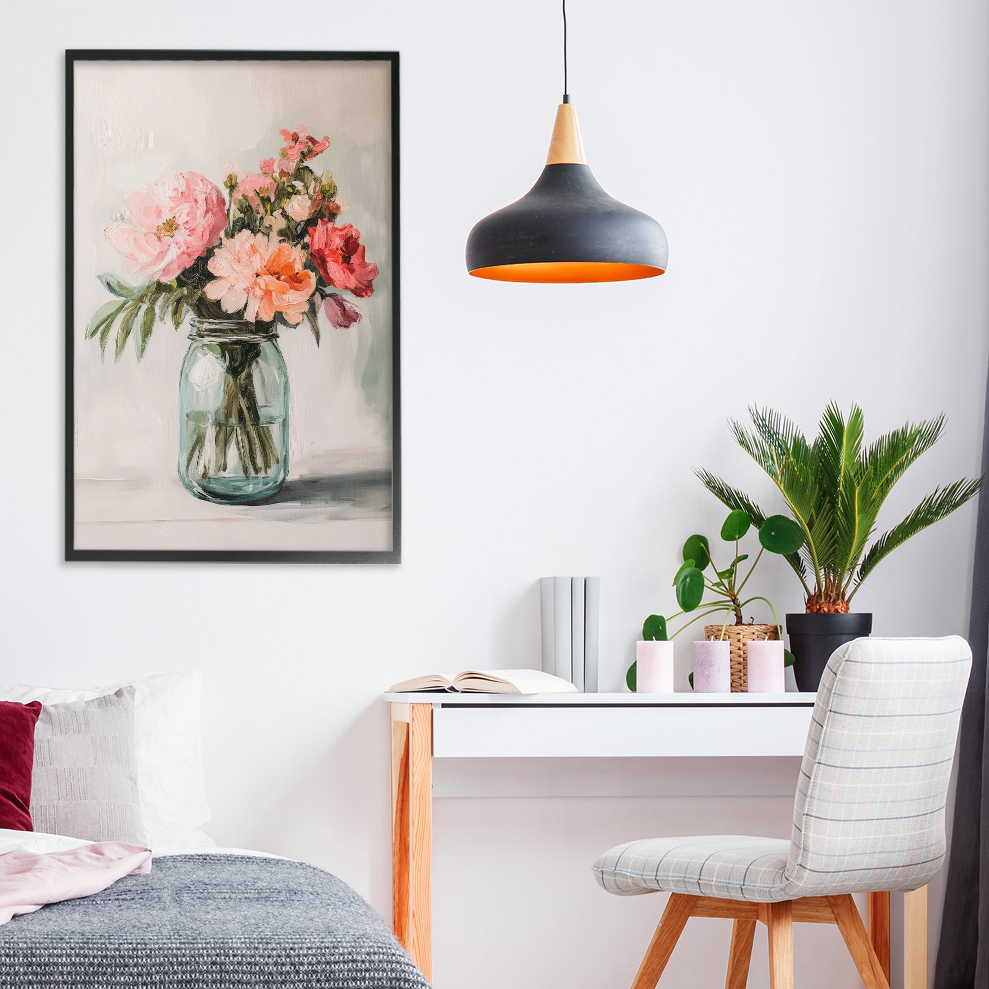 Stupell Industries Pink Flower Stems in Jar Black Framed Giclee Art, design by Petal Prints Design