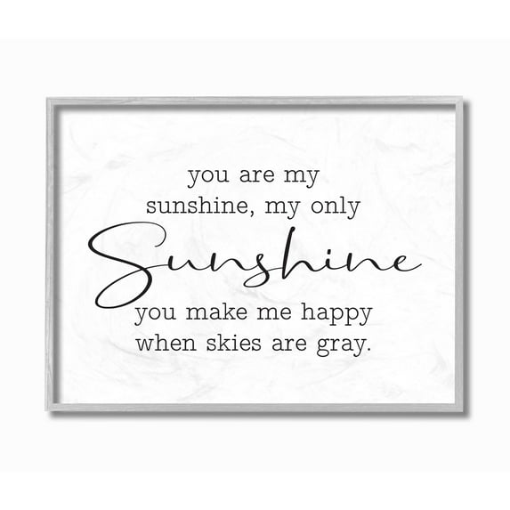 Stupell Industries My Sunshine Family Home Black And White Word Design Framed Wall Art by Lettered and Lined