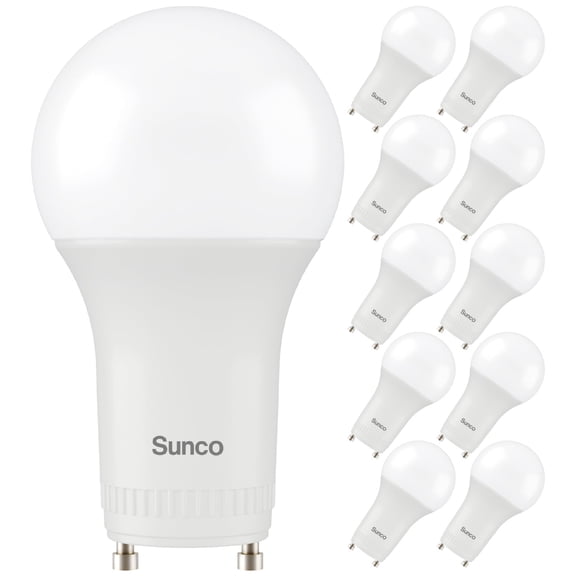 Sunco 10 Pack GU24 LED Light Bulbs 2 Prong A19, CRI91 2700K White, 9W Equivalent 60W, CFL Replacement 800 Lumens, Bright Dimmable, Twist & Lock GU24 Pin Base with Two Prongs Instant On UL