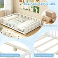 thumbnail image 6 of Gymax Full Size Floor Bed Montessori Bed Frame w/ Full-length Guardrails & Safety Door White, 6 of 10