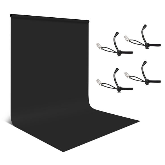 Amdohai 1.8 * 2.8m/ 6 * 9ft Photography Background Screen Portrait Photography Backdrops Photo Studio Props Durable Washable with 4pcs Elastic Clips, Black