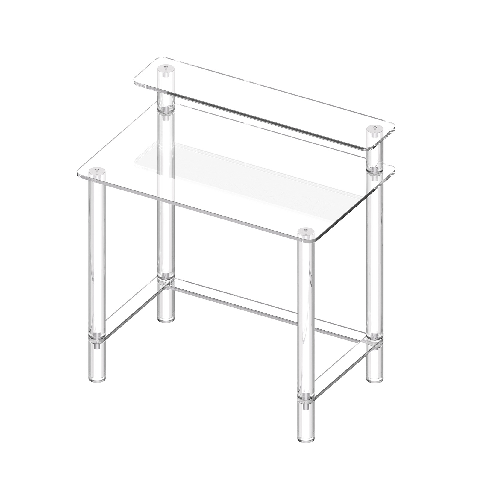 KFFKFF Acrylic Desk, Clear Office Table Featuring Monitor Stand, Sleek Computer Desk for Study, Bedroom, or Office, Modern Side Table or Nightstand, 19.7 x 31.5 x 34.7 in (Transparent)