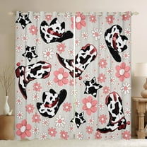 Manfei Cowgirl Hat Blackout Curtains 2-Pack (42x63), Blossoms Floral Bedroom Curtains