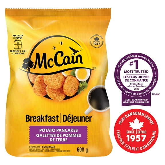 Galettes de pommes de terre McCainᴹᴰ, Fabriqué au Canada à partir d'ingrédients canadiens et importés 600g