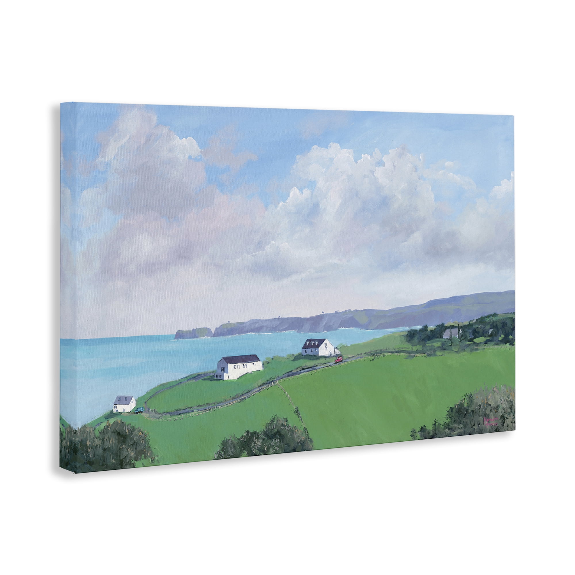 Stupell Industries Coastal Farm Houses Landscape Painting Gallery Wrapped Canvas Art Print Wall Art, 30 x 20