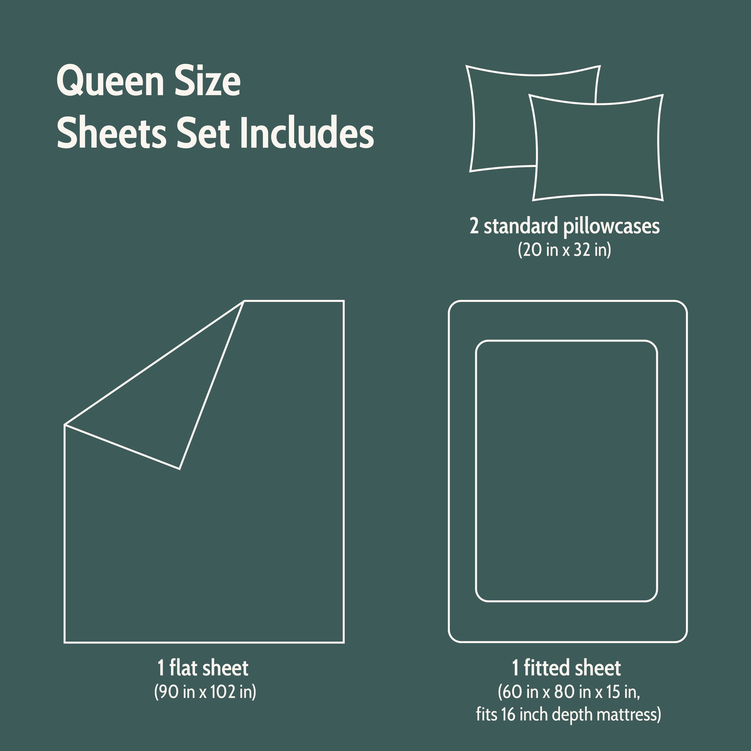 Seed & Stone Recycled Cotton Percale Bed Sheet Set, Soft, with Deep Pockets, Queen, Blue, 4-Piece