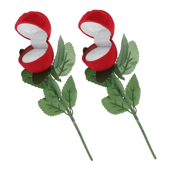 Soimiss Valentine Jewelry Box Multi-Color Flannel Rose Design for Party Use 2Pcs