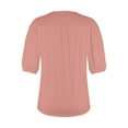thumbnail image 4 of IYYVV Shirts For Women Puff Short Sleeve Pleated Dressy Casual Scooped Neck Summer Tops Blouses Fashion Clothes 2024 Pink S, 4 of 6
