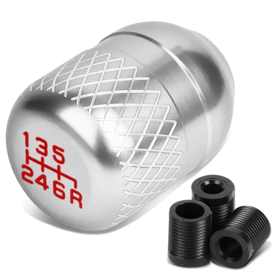 DNA Motoring SK-6S-T1-SL Universal 6-Speed Silver Anodized Aluminum Netted Racing Shift Knob