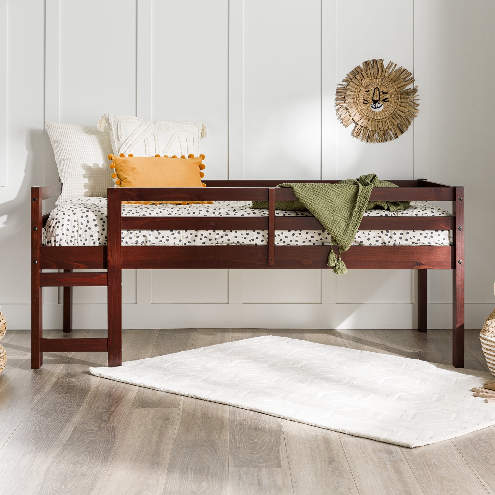 Manor Park Traditional Solid Wood Twin Low Loft Bed White