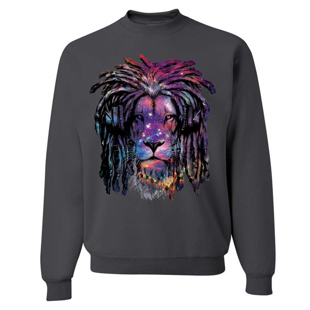 Dolphin Shirt Co Space Galaxy Lion Face Dreadlocks Crewneck Sweatshirt Walmart Com Walmart Com
