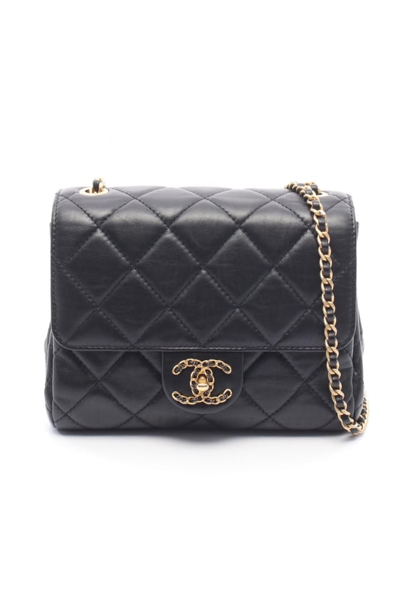 Pre-Owned Chanel Matelass Small Flap Shoulder Bag/Handbag, Lambskin Leather, Women's, Black