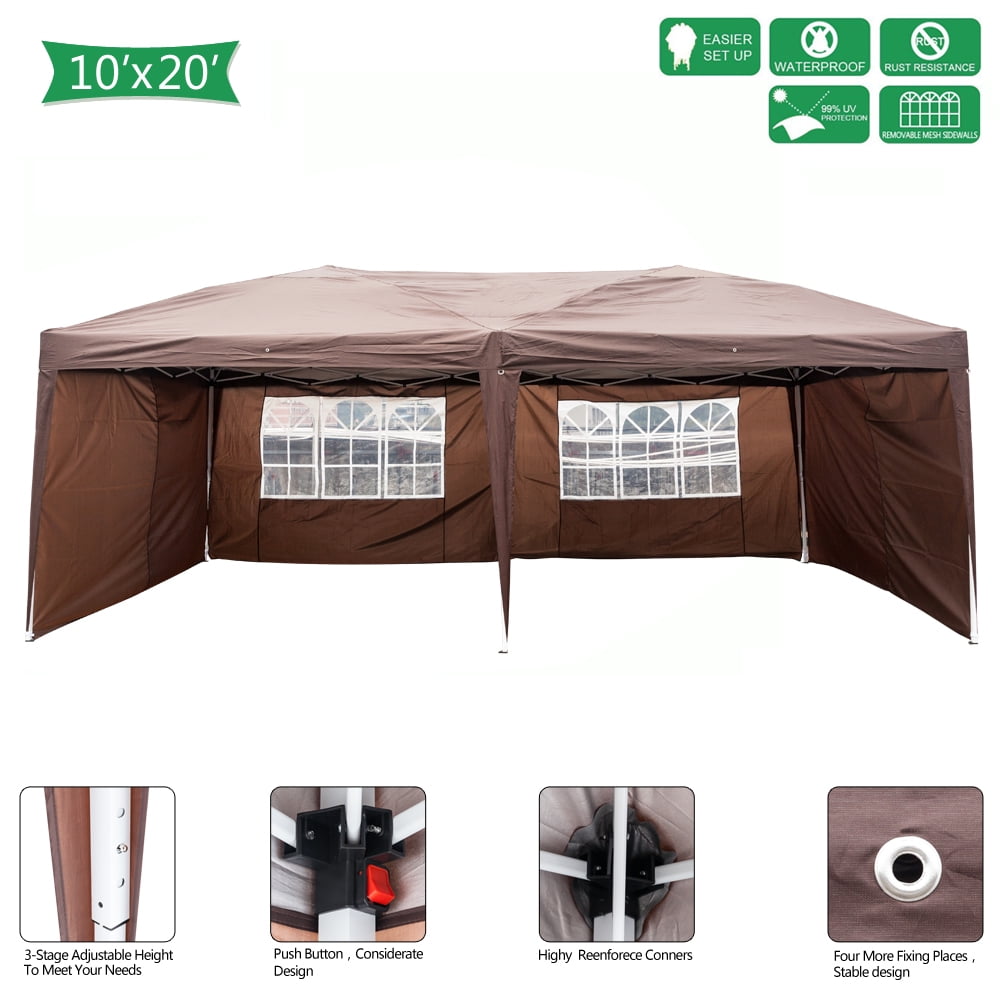 Kepooman 10'x 20'Easy Set Up Canopy Tent, Canopy Tents for Outside, Waterproof Folding Tents and Canopies with Carry Bag, Gazebo, Dark Coffee Kepooman 10'x 20'Easy Set Up Canopy Tent, Canopy Tents for Outside, Waterproof Folding Tents and Canopies with Carry Bag, Gazebo, Dark Coffee