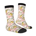 thumbnail image 2 of Goofa Tropical Pink Flamingo Pineapple Printed Men's Crew Socks, Soft Durable Breathable Moisture-Wicking with Odor Control Cotton socks, 2 of 9