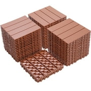 DUOSONG Plastic Interlocking Deck Tiles, 11.8"X11.8"(Pack Of 44 ), Patio Flooring Outdoor Waterproof All Weather Use For Garden Poolside Front/Back Yard, Mahogany Colour Mahogany Plastic Garden &