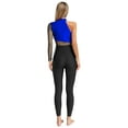 thumbnail image 2 of zdhoor Women's One Shoulder Long Sleeve Gymnastics Bodysuit Sheer Mesh Ballet Leotard Blue M, 2 of 5