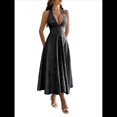 thumbnail image 3 of Vestido de Fiesta para Mujer, de Satén Bordado, con Corsé en Forma de A y Corte en A para Cóctel. Negro L, 3 of 7