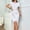 White, variant on Sentmoon Corset Dress Short Sleeve Summer Maxi Dress Solid Color Slim Irregular Crew Neck Cute Summer Dresses Stylish for Picnic & Weekend Outings M