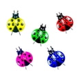 thumbnail image 2 of Juego de 5 esculturas de mariquitas para pared, bonitas esculturas, decoración rústica de metal para jardín, patio, porche, dormitorio y exterior., 2 of 9