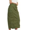 thumbnail image 2 of Blotona Long Cargo Skirt for Women with Pockets Low Rise Drawstring Ruched Maxi Skirt Solid Color Asymmetrical Split Midi Skirt 90s E-Girls Vintage Harajuku Streetwear, 2 of 9