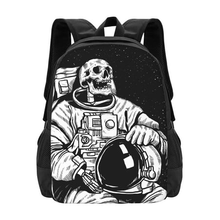 DouZhe Lightweight Backpack, Travel Outdoor Hiking Bag School Bookbag Casual Daypack Backpacks for Women Men, Space Skeleton Astronaut Prints