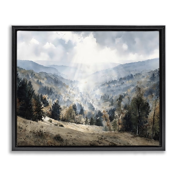 Stupell Industries Sunlit Fall Valley Beams Black Framed Floater Canvas Wall Art, design by Franklyn Gregory