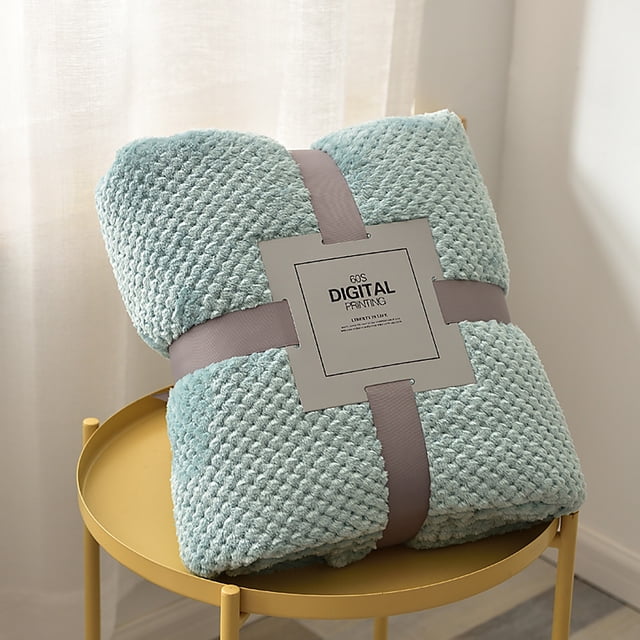 Blankets And Throws The New Coral Blanket Flannel Solid Color Office Lunch Break Blanket 100*150cm Blue Giyblacko