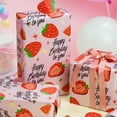 thumbnail image 2 of HOMERAL Birthday Wrapping Paper Mini Roll, Strawberry, Happy Birthday to You Text, Cake, Star, Pink Gift Wrapping Paper Roll, Suitable for Boys Girls, Birthday Party, Baby Shower (17 Inch X 33 Feet), 2 of 6
