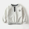 thumbnail image 2 of NAFUU Toddler Baby Boy Easter Clothes Button Collar Pullover Casual Lettre M Print Top Long Sleeve Sweatshirts Cozy Fall Outerwear Sweatshirts For Boys Sizes 5-6 Years, 2 of 3