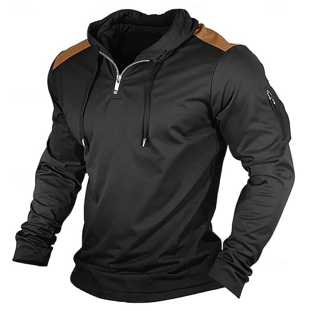 Dolkfu Sudadera con capucha para hombres de 1/4 de cremallera, sudadera deportiva de entrenamiento, ropa activa para hombres L
